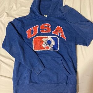 USA soccer hoodie red white and blue, soft size small
